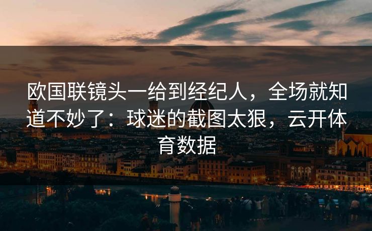 欧国联镜头一给到经纪人，全场就知道不妙了：球迷的截图太狠，云开体育数据