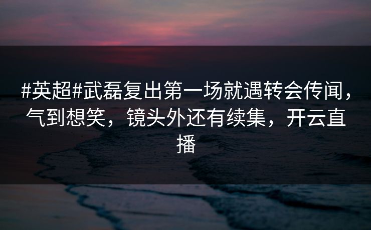 #英超#武磊复出第一场就遇转会传闻，气到想笑，镜头外还有续集，开云直播